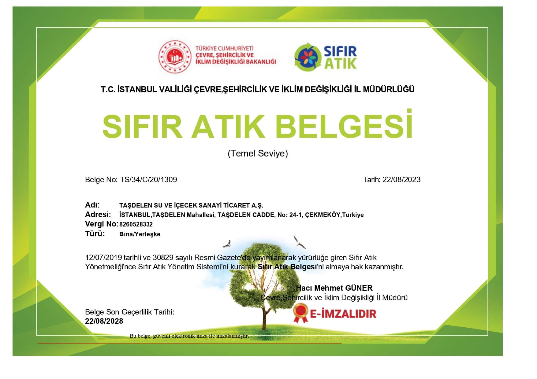 Sıfır Atık Belgesi